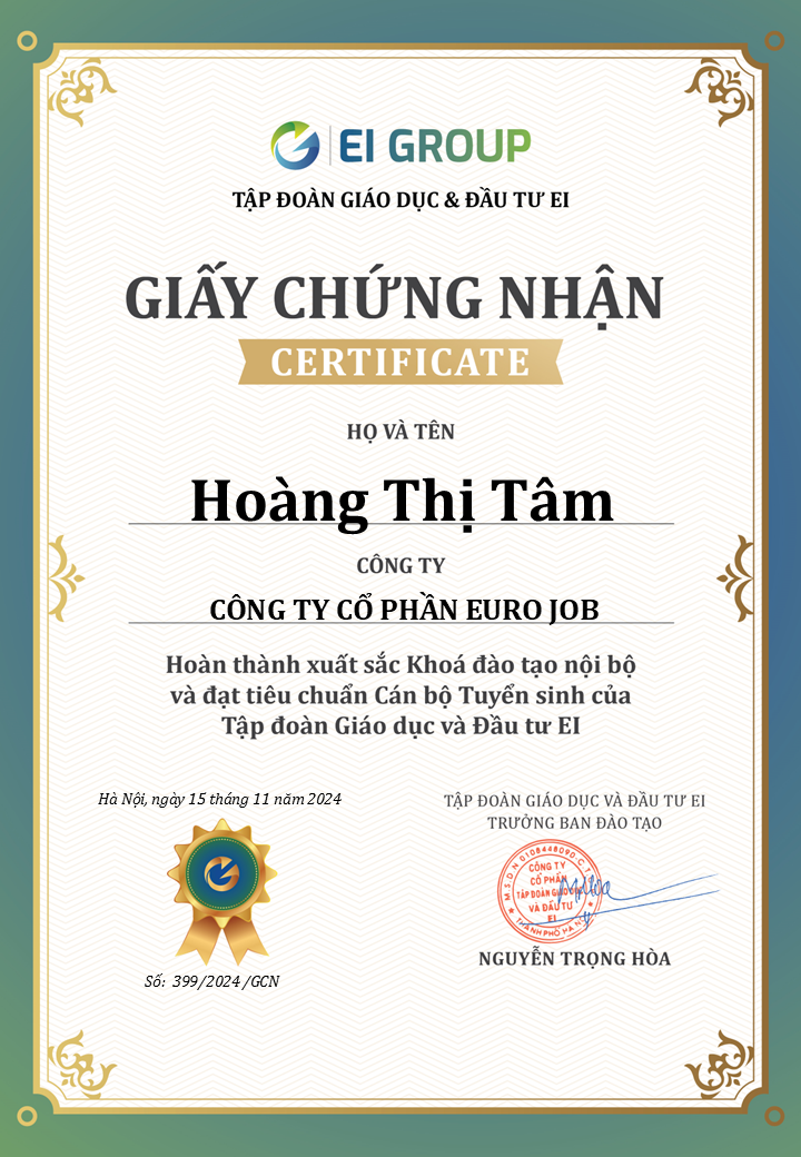 DANH SÁCH CÁN BỘ TUYỂN SINH ĐẠT CHUẨN THÁNG 11/2024