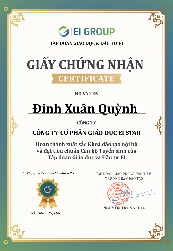 DANH SÁCH CÁN BỘ TUYỂN SINH ĐẠT CHUẨN THÁNG 04/2025
